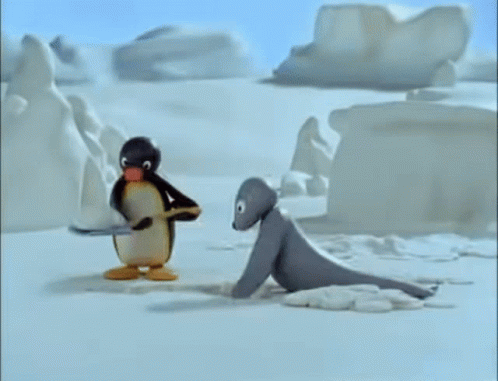 Penguin And Seal Digging GIF
