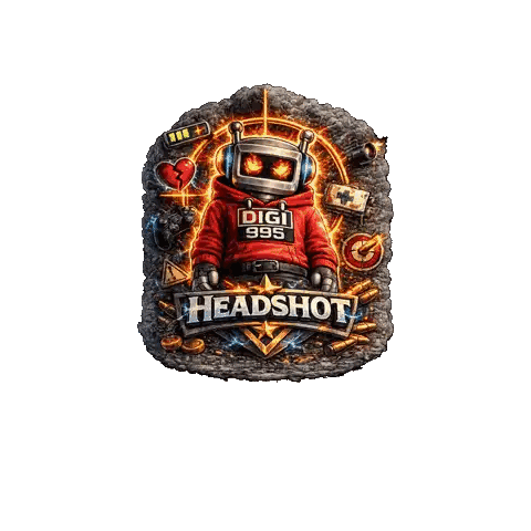 Digi 999 Headshot Logo with Robot Wearing Headphones