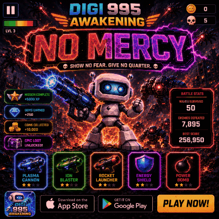 Digi995 Awakening Robot Holding Gun GIF