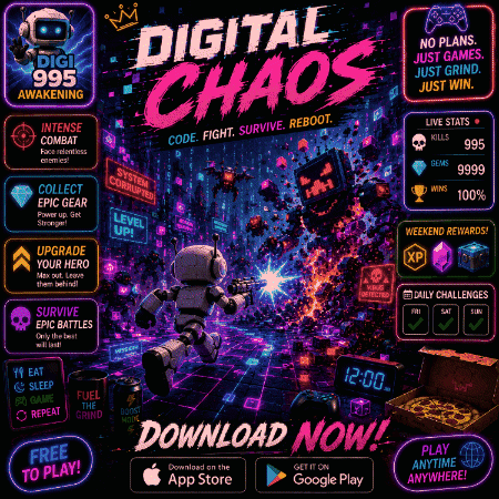Digital Chaos Robot Flying Through Air GIF