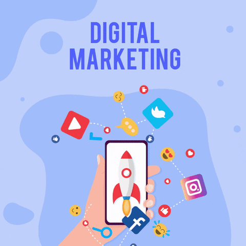 Digital Marketing Social Media Rocket GIF