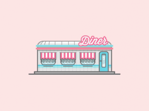Diner With Pink Sign GIF