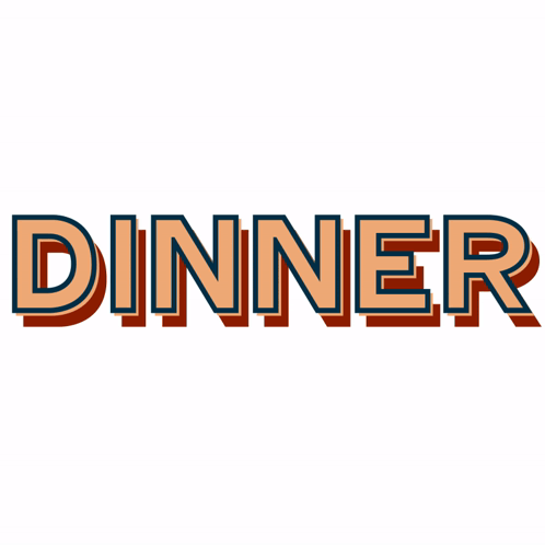 Dinner Word In Orange And Blue GIF