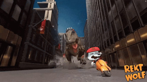 Dinosaur Chasing Super Mario Odyssey GIF