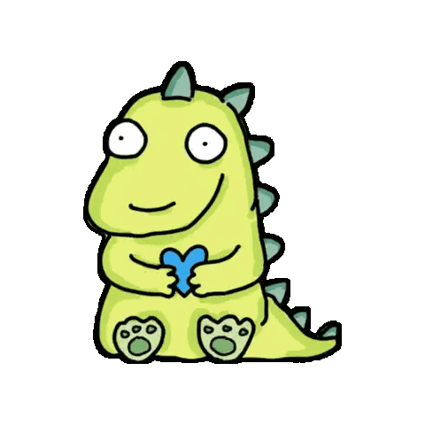 Dinosaur Holding Blue Heart
