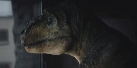 Dinosaur Looking Out Window GIF