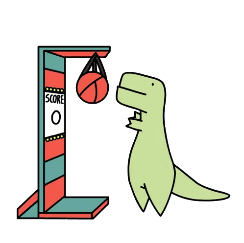 Dinosaur Next to Scoreboard
