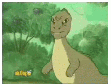 Dinosaur Standing in Jungle with Yellow Box Saying ABC