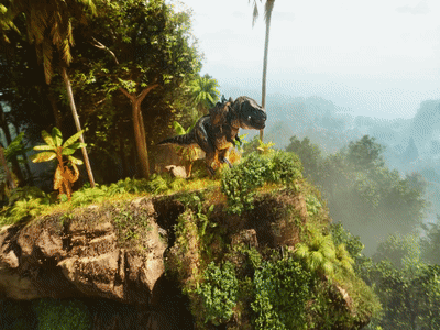 Dinosaur Standing On Rocky Cliff GIF