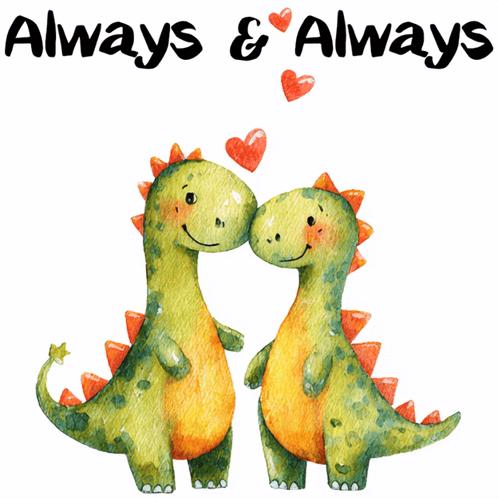 Dinosaurs Hugging With Always & Always GIF