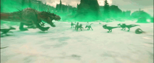 Dinosaurs In Snow GIF