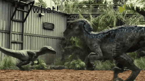 Dinosaurs Standing In Front Of What Building GIF
