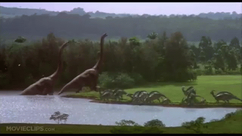 Dinosaurs Swimming In River GIF