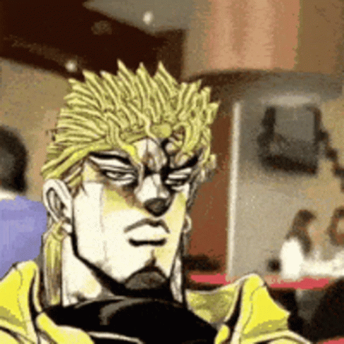 Dio Thinking While Drinking Soda GIF