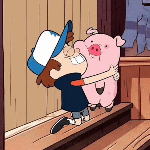 Dipper Pines Hugging A Piggy GIF