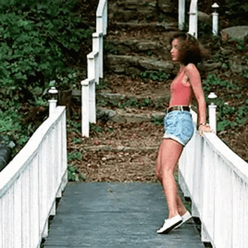 Dirty Dancing Jennifer Grey On Bridge GIF