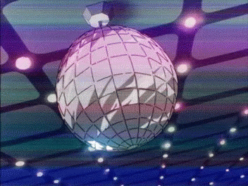 Glitching Spinning Disco Ball GIF
