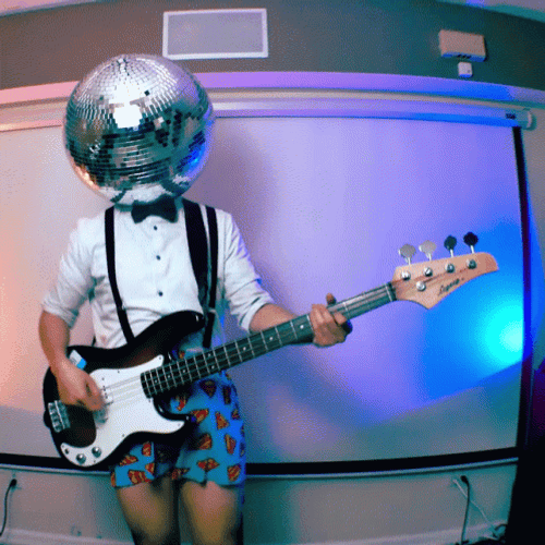 Disco Ball Man Playing Guitar GIF