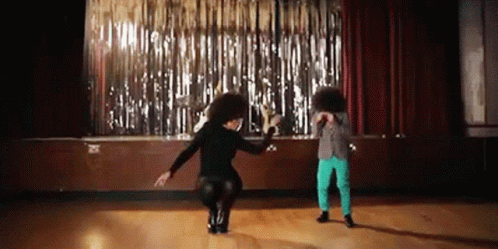 Disco Dance Afro Lady And Kid GIF