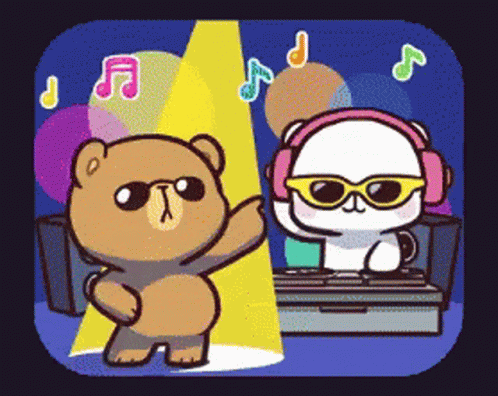 Disco Dance Bears Spotlight And Dj GIF
