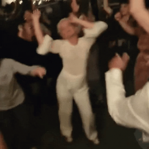 Disco Dance Blonde Girl In All White GIF