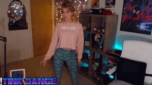 Disco Dance Girl In Hoodie Up Down Hand GIF