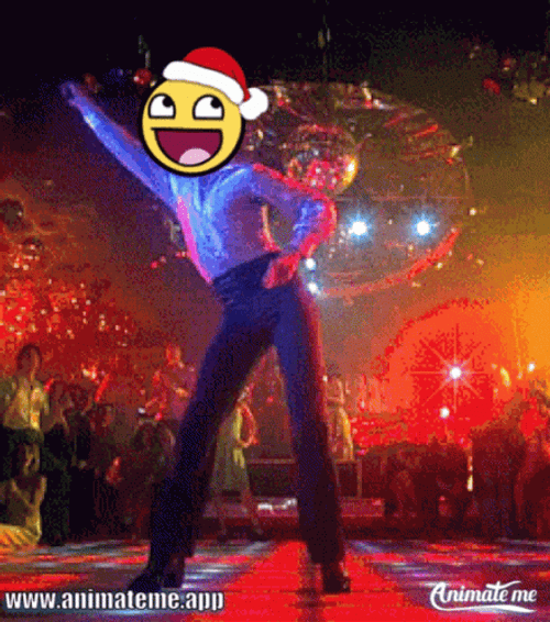 Disco Dancing Smiling Emoji Christmas Hat GIF