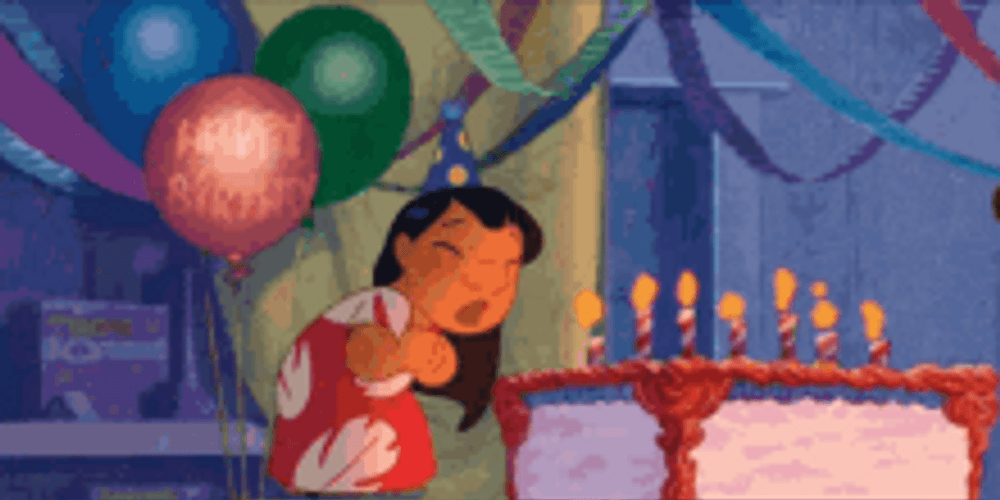 Disney Birthday Cake Blow Candles Lilo And Stitch GIF