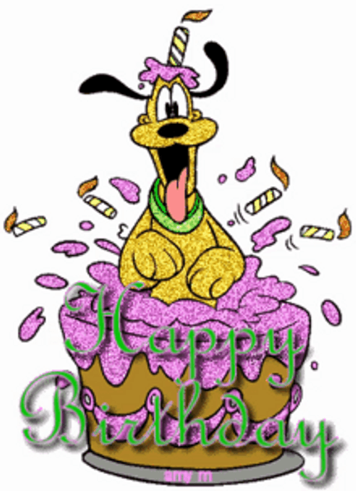 Disney Birthday Cake Pluto Dog Glitters GIF