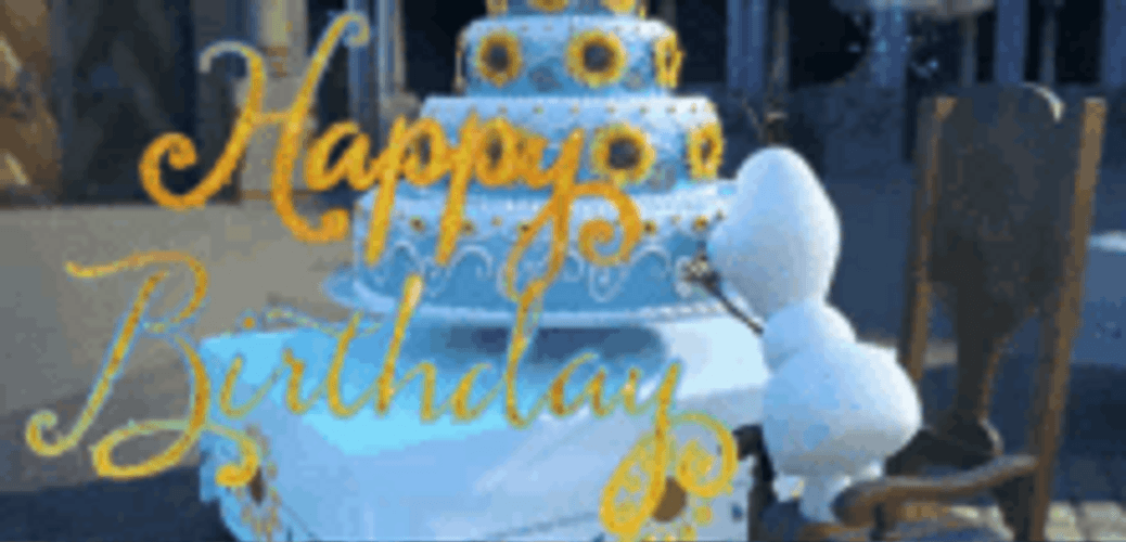 Disney Birthday Cake Sunflowers Olaf Eating Frozen GIF