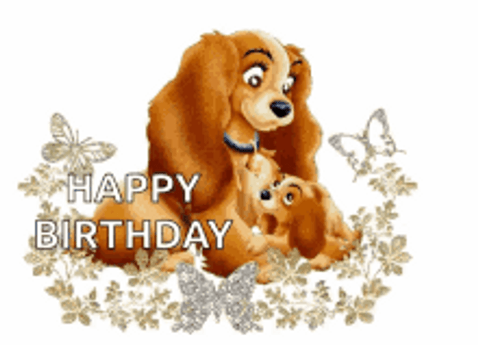 Disney Birthday Dogs Lady And Tramp Butterflies GIF