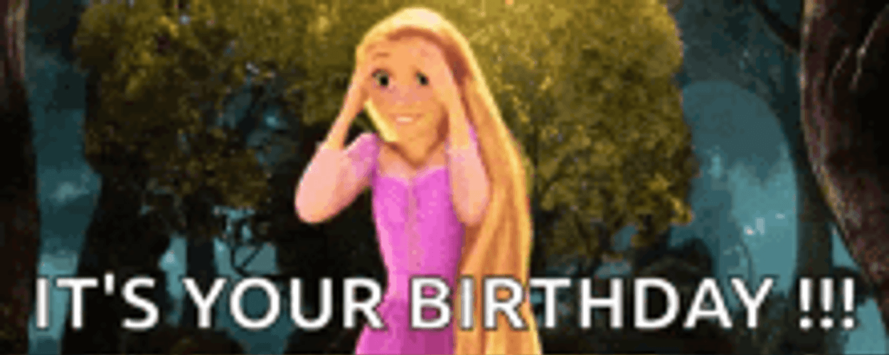 Disney Birthday Excited Happy Rapunzel Tangled GIF