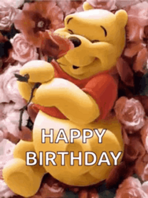 Disney Birthday Winnie The Pooh Flowers GIF
