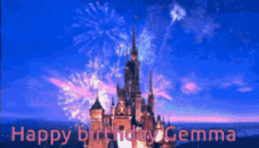 Disney Castle Happy Birthday Greeting Fireworks GIF