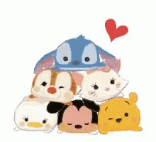Disney Characters Stacked With Heart GIF