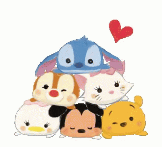 Disney Characters Stacked With Heart GIF