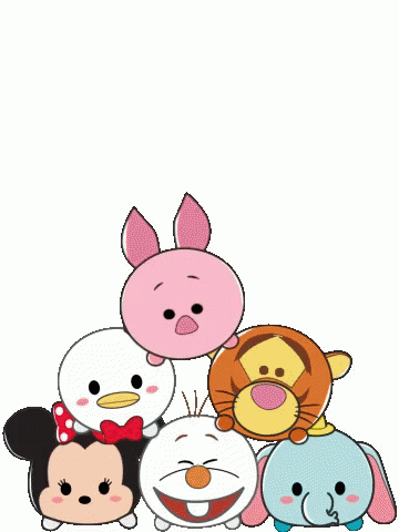 Disney Characters Stacked With Oops GIF