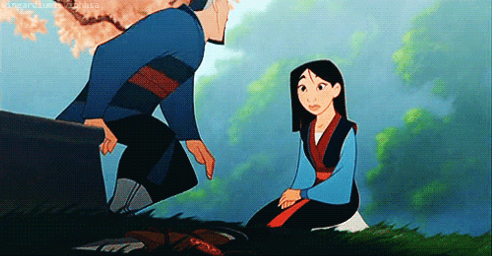 Disney Film Hua Zhou Hugging Mulan Cartoon Love GIF