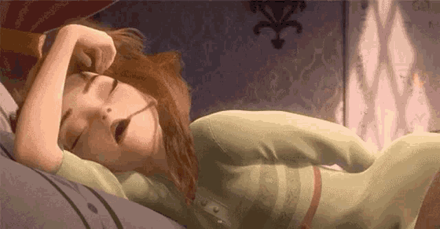 Disney Frozen Princess Anna Over Sleep Drooling GIF