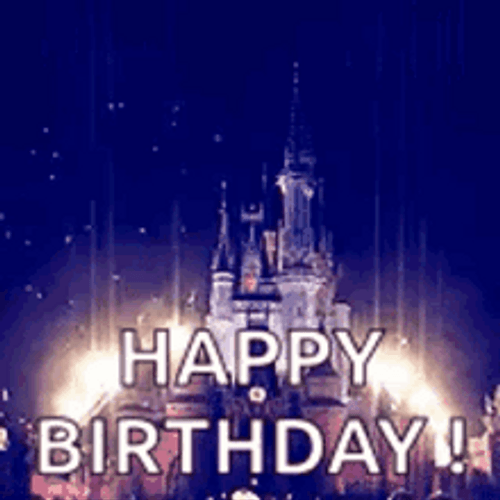 Disney Happy Birthday Greeting Castle Fireworks GIF