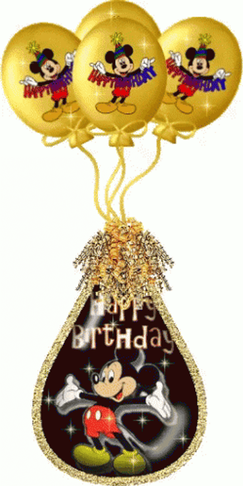 Disney Happy Birthday Mickey Balloon GIF