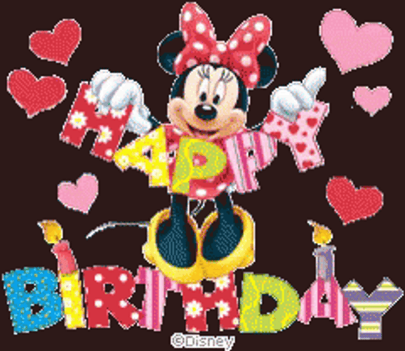 Disney Happy Birthday Minnie Mouse Banner GIF