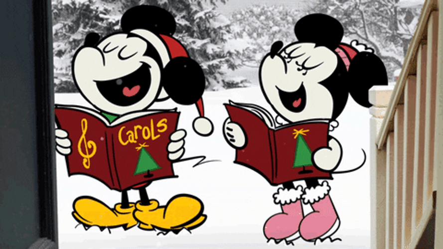 Disney Mickey And Minnie Mouse Christmas Caroling GIF