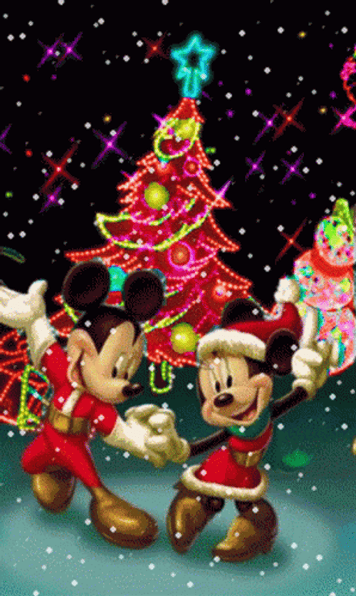Disney Mickey And Minnie Mouse Welcoming Christmas GIF