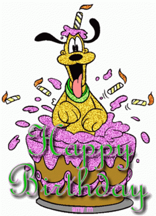 Disney Pluto Happy Birthday Cake GIF