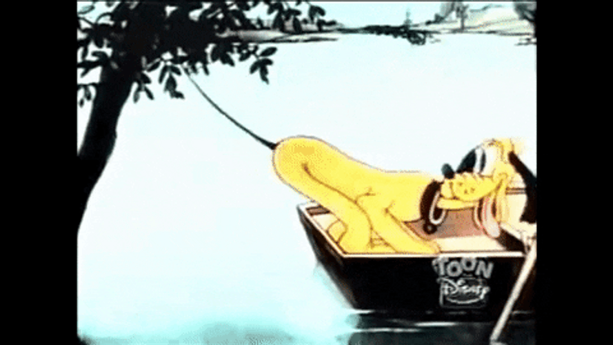 Disney Pluto Mickey Mouse Fishing GIF