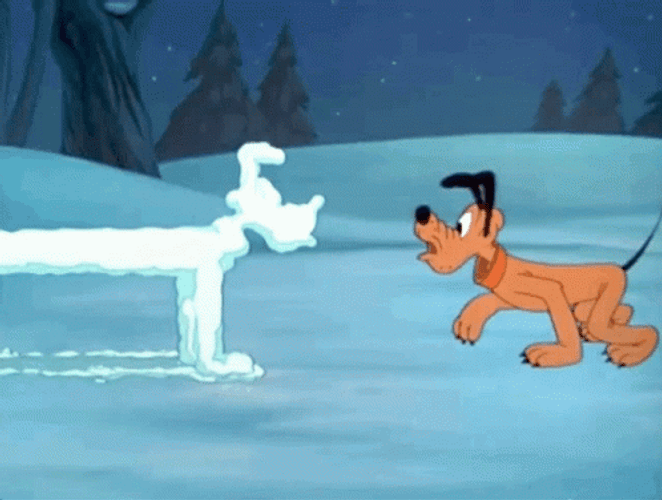 Disney Pluto Snow Playing GIF