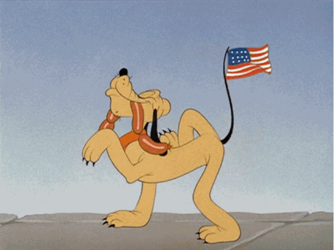 Disney Pluto Usa Flag Walking GIF