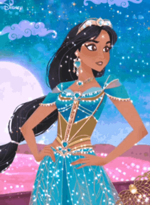 Disney Princess Jasmine Sparkling Glitter Pose Aladdin GIF