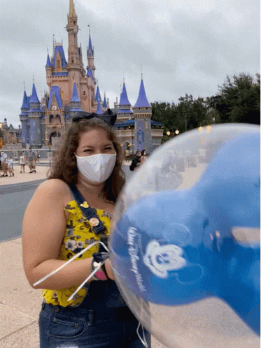 Disney World Woman Holding Balloon Loop GIF